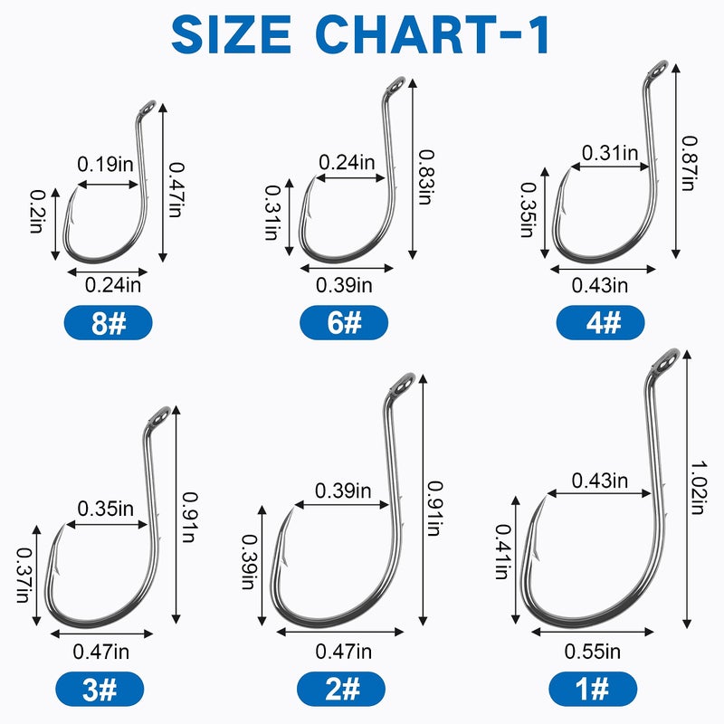 SILANON Octopus Fishing Hooks-120pcs Barbed Baitholder High Carbon Steel Offset Circle Octopus Hooks Extra Sharp Jig Fish Hooks for Freshwater Saltwater Size 8-6/0 - Image 4